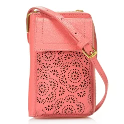 Leah Perforated Leather Phone Case Crossbody