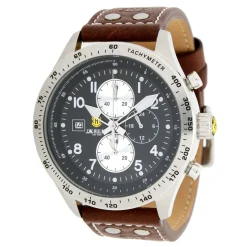 45Mm Quartz Chronograph Leather Strap Watch Men's