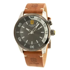 43Mm Quartz Sunray Dial Leather Strap Watch Men's