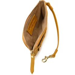 Pearl Zip Wristlet Pouch Pebble Leather