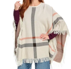 Plaid Poncho By Blue Ladies