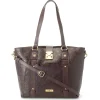 Reese Tooled Leather Lock Closure Tote Bag