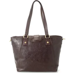 Reese Tooled Leather Lock Closure Tote Bag